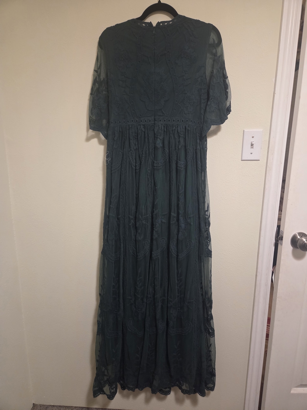 Pinkblush Maternity Forest Green Lace Maxi Dress with V-Neck - Picture 4 of 5